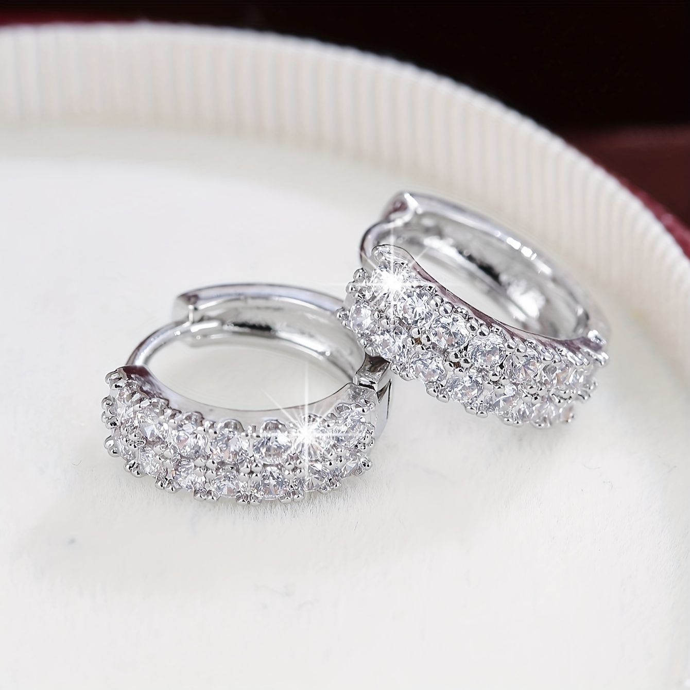 Rose Gold CZ Hoop Earrings for Women